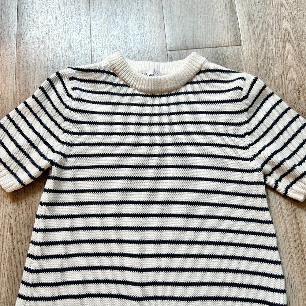 Zara White and Black Striped Knit Sweater Dress Size S NWOT - Picture 4 of 9